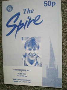 CHESTERFIELD v BURY, 31st AUGUST 1987, NO WRITING, MINT CONDITION. - Picture 1 of 2