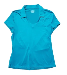 PGA Tour Polo Shirt Womens Medium Green Golf V-Neck Short Sleeve - Picture 1 of 5