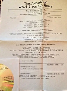 RADIO SHOW: PUTUMAYO INDIAN OCEAN 5/22/06 ERICK MANANA, HUGH MASEKELA, MARSADA - Picture 1 of 1
