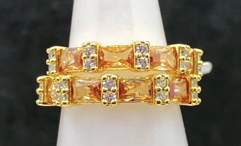 Anillo enchapado en oro topacio ámbar segunda mirada laboratorio Bomb Party RBP8439 noviembre 2024 6 Foto 1 de 1