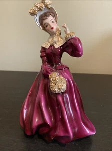 Vintage Florence Ceramics Hard To Find Clarissa Figure In Fancy Maroon Dress - Picture 1 of 20