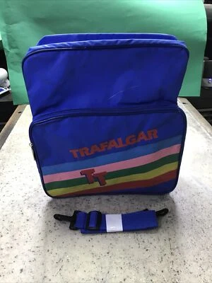 Trafalgar 1980s Vintage Tote Crossbody Shoulder Bag Blue Rainbow Travel Carry On - Image 1 of 4