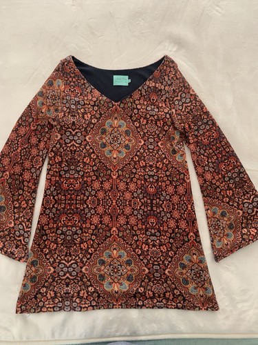 VETEMENTS Abito donna JUDITH MARCH stampa arancione boho maniche svasate grande nuovo