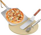 Round Pizza Stone Set for Oven and Grill, Pizza Tool Kit Including Baking Stone
