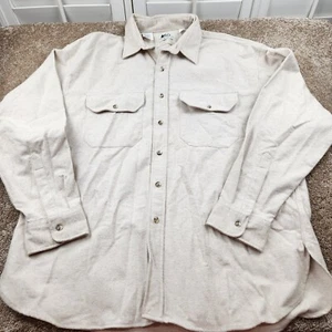 REI Camicia Uomo XL Beige Tan Manica Lunga 100% Cotone Abbigliamento da Lavoro Outdoor Bottoni Vintage - Foto 1 di 6