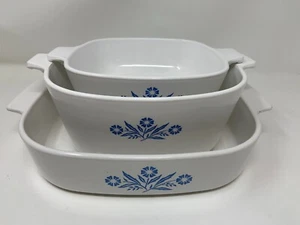 Juego de 3 cazuela vintage Corning Ware de 3 P-2 1/2-B P-1-B A-10-B plato 1 tapa - Imagen 1 de 12