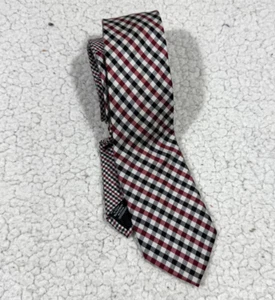 Corbata ajustada de seda para hombre Ben Sherman de diseñador de guinga roja negra - Imagen 1 de 5