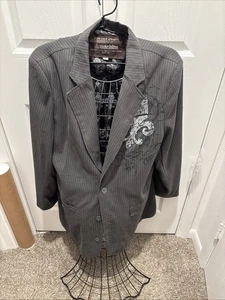 Blazer Punk Grunge Rock XL Gráfico Rayas Gris Machine Clothing Company - Imagen 1 de 10