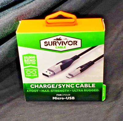 Griffin 4FT Survivor Charge - Sync USB to Micro USB Cable - Black - GC43094 - Image 1 of 3
