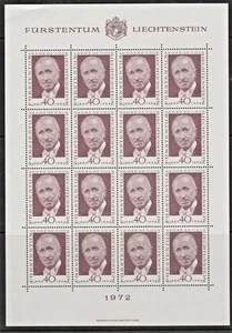 LIECHTENSTEIN - 1972 ANDRE de COCK SHEET OF 16. SCOTT 509. MNH ** - Picture 1 of 1