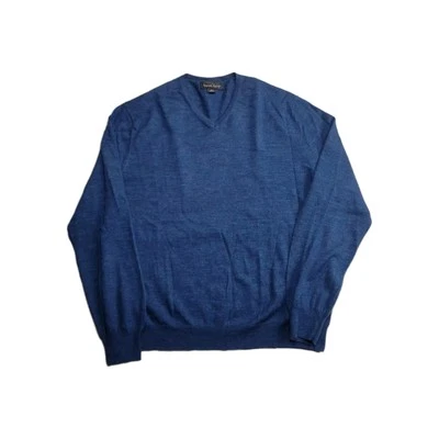 Suéter Kenneth Roberts Platino Lana Para Hombre XL Azul Cuello en V Pullover Foto 1 de 4