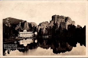 Postcard Reflection on Sylvan Lake Black Hills Rise Photo RPPC 1935 - Picture 1 of 2