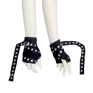 with Buckle Straps Fingerless Gloves Black YK Hot Girl Gloves JK Girl - Picture 1 of 8