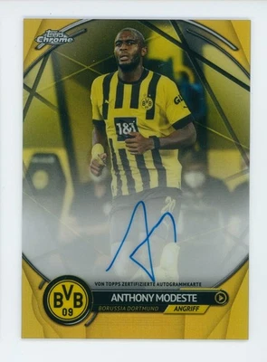 Tarjeta autografiada Anthony Modeste Topps 2023 refractor dorado cromado en tarjeta 2/10 Foto 1 de 3