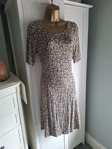 Ladies Summer Butterfly Print Stretchy Dress Size 10 Next Knee length. - Picture 1 of 8