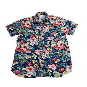 Denim & Flower Ricky Singh Hawaiian Shirt Medium Tropical Flowers Floral Blue - Picture 1 of 6
