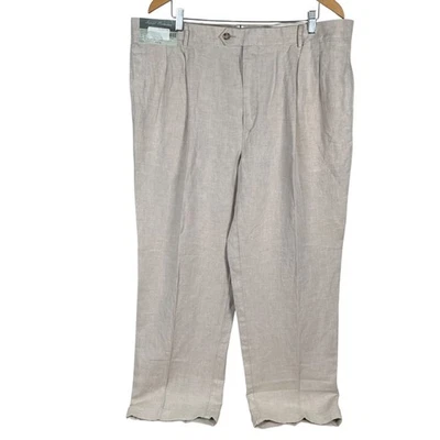 New Daniel Cremieux Linen Blend Pleated Chino Pants Mens 42x30 Beige $79.50 - Image 1 of 4