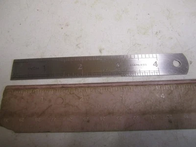 STAINLESS 4" 10CM ENGINEERS RULE MACHINE DIVIDED ONE SIDE IMPERIAL OTHER METRIC - Image 1 of 4