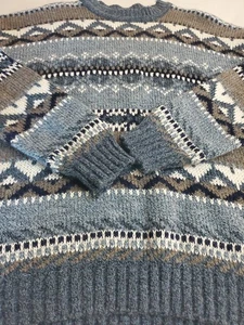 Vintage Expressions Sweater Men XL Blues Grandpa Classic Fair Isle Oversized 90s - Picture 1 of 5
