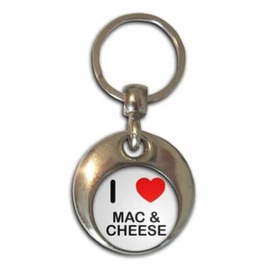 Mac N Cheese I Love Heart Round Metal Key Ring (37mm x 37mm) - Foto 1 di 2