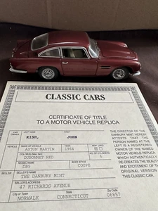 Danbury Mint 1964 ASTON MARTIN DB5 CAR DIECASR-1/24-Maroon - Picture 1 of 9