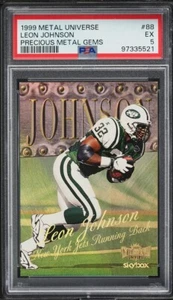 Skybox Metal Universe #88 1999 gemas de metales preciosos PMG/50 Leon Johnson PSA 5 - Imagen 1 de 2