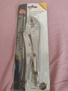Buffalo Tools 7 Inch Locking Grip Plier Adjustable Jaw Opening,Curved jaws, Nice - Picture 1 of 3