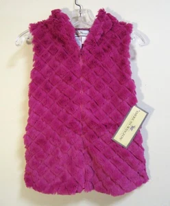 AMERICAN WIDGEON Girls' Magenta Pink Faux Fur Hooded Zip Vest 12 NWT - Picture 1 of 8