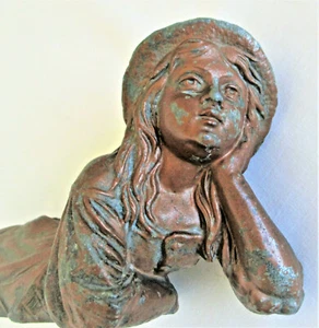Reclining Girl Sculpture Copper Plated or Painted Lead - Picture 1 of 9
