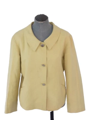 Chaqueta Blazer Agnes B Vintage Retro Recortada Amarillo Mezcla Algodón Talla 2 UK 10 Foto 1 de 4