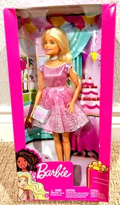 Barbie Happy Birthday Doll, Blonde, w/ Shimmery Pink Party Dress And Present NEW - Picture 1 of 1