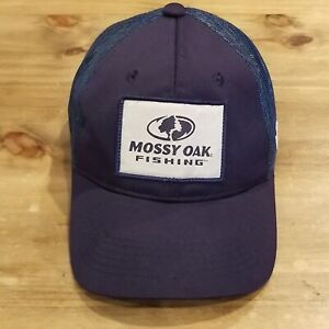 Mossy Oak Fishing Hat Cap Snap Back Blue White Patch OC One Size Adjustable