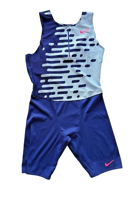 Traje de velocidad Nike Pro Elite 2023 Team para hombre talla XL DR4848-455 hecho en EE. UU. azul rosa Foto 1 de 4