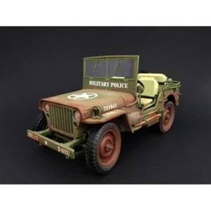 Diorama americano 1944 jeep willys polizia militare verde 1:18 modellino auto 77406A drec - Foto 1 di 4