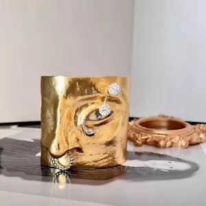 Bracciale Retrò Alta Qualità Occhio di Diavolo Braccialetto Astratto Apertura Viso - Foto 1 di 6