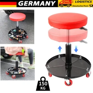 Werkstatthocker Mit Rollen Höhenverstellbar Werkstattstuhl Werkstatt Drehhocker. - Bild 1 von 17