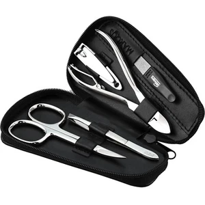 Nagelset Herren & Damen 5-teilig mit Zange - Maniküre Set mit Leder-Etui schwarz - Bild 1 von 7