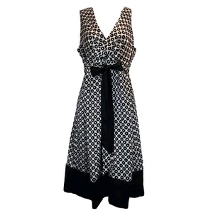Mimi Maternity 100%Silk Bow Accent Dress Size L Sleeveless Elastic Empire Waist - Picture 1 of 8