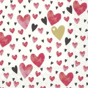 LOVE YOU gold red hearts wedding paper 33 cm square 3 ply napkins 20 pack - Picture 1 of 1