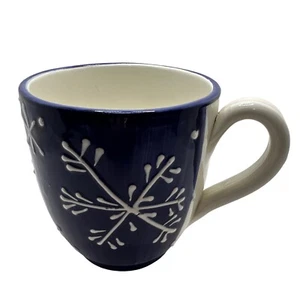 Ceramiche Toscane Italy Mug Blue Snowflakes Hand Painted Pottery 20 oz - Picture 1 of 7