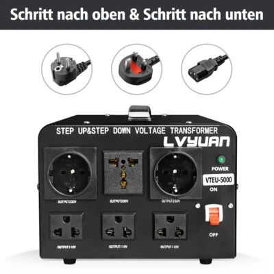 LVYUAN Convertidor de tensión 3000W/5000W Transformador 220V⇋110V Convertidor EU⇋US