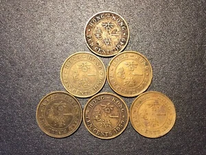 1949-1950-1957-1958-1959-1964 Hong Kong 10 Cent Coins-X6 Collectible Coins. - Picture 1 of 4