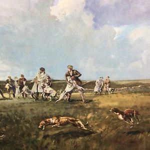 Sheaner Private Collection Print Michael Lyne 1951 Dogs Chasing Rabbit 1994 AKC - Bild 1 von 8