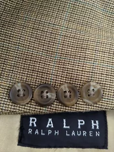50R Ralph Lauren Brown Yellow Tooth Check SILK WOOL Blazer Jacket Sport Coat - Picture 1 of 9