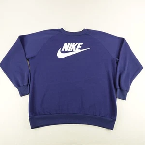 Vintage Nike Sweatshirt Mens 2XL XXL Blue Fleece Crewneck Pullover 80s 90s ^ - Picture 1 of 10