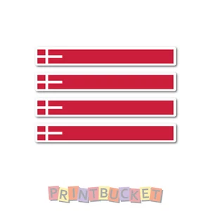 Denmark flag racing stripe stickers 150mm quality water/fade proof vinyl - Picture 1 of 1