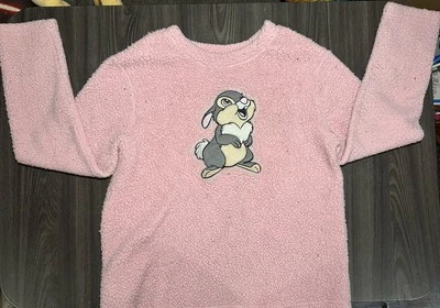 Disney Oswald The Lucky Rabbit Sleep Shirt Women's Size M Fleece Faux Fur Pink - Image 1 of 4