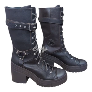 Stivali sneaker Converse Chuck 70 De Luxe tacco XXHI plateau fibbia pelle M9 W11 - Foto 1 di 10
