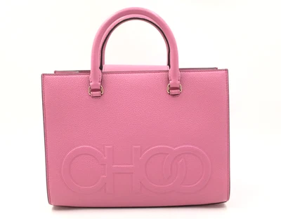 Auténtico bolso de mano Jimmy Choo Choo Book de 2 vías de cuero rosa Foto 1 de 4