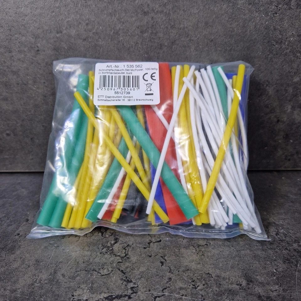 ETT DISTRIBUTION GMBH Schrumpfschlauchsortiment 100 tlg farbig Wärmeschrumpfschläuche Shrink1,5-13mm